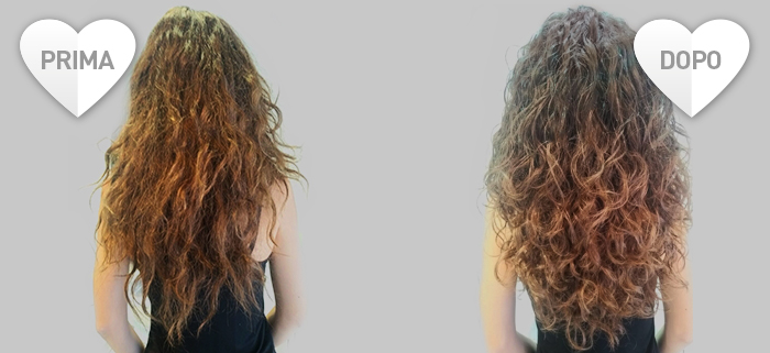 extension capelli ricci prima e dopo