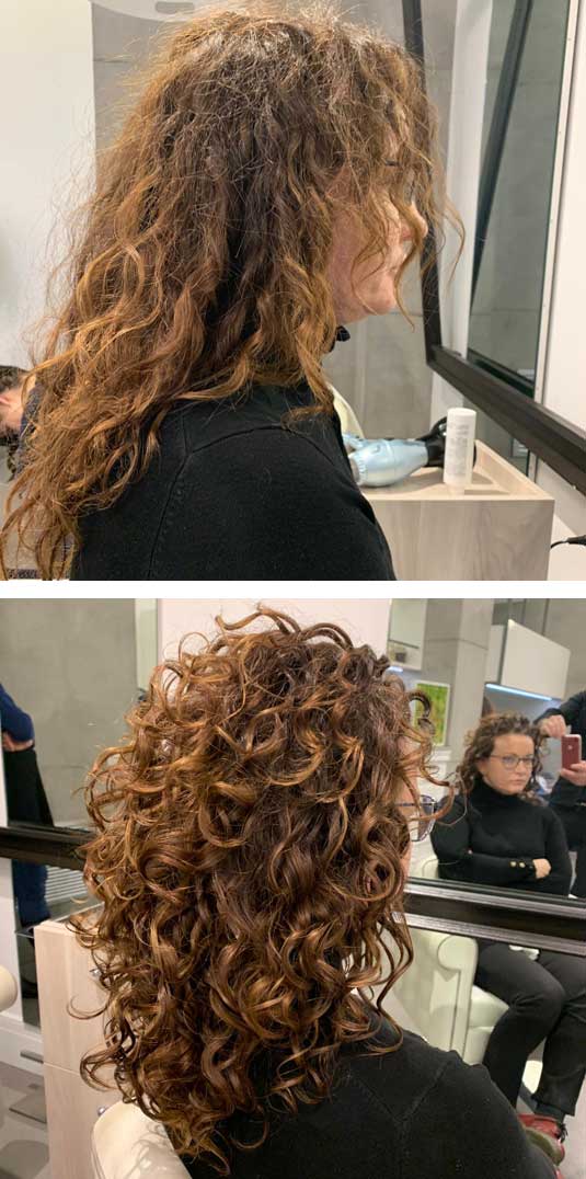 Prima e dopo taglio capelli ricci da asciutti X-Curl foto 2